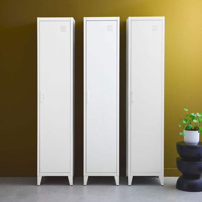Armoire chambre en acier blanche. 4 espaces de rangement. casier. L 180 x l 38 x H 38cm