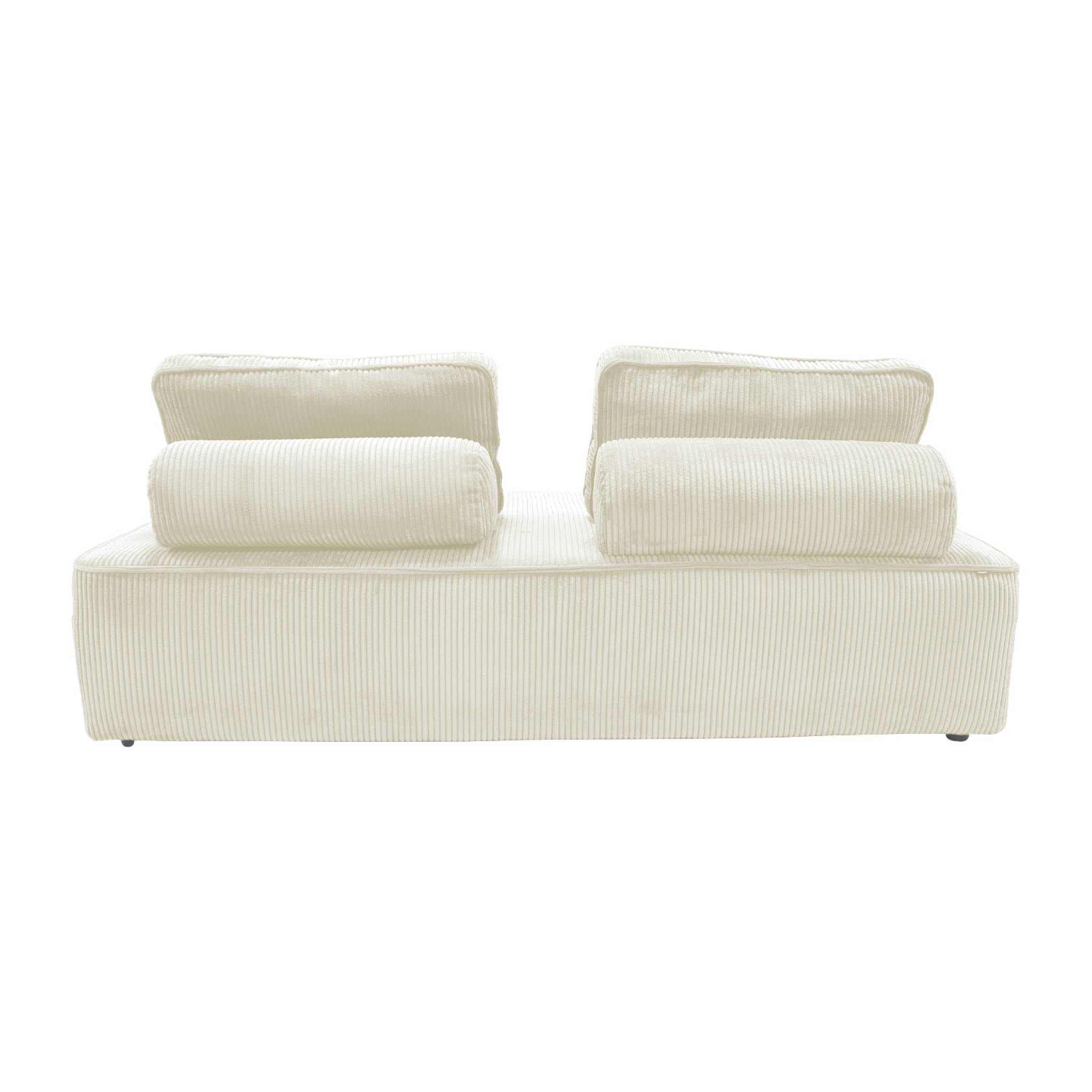 Lot de 2 chauffeuses LAO 2 places pour canapé modulable velours côtelé crème. L 180 x P 90 x H 78cm