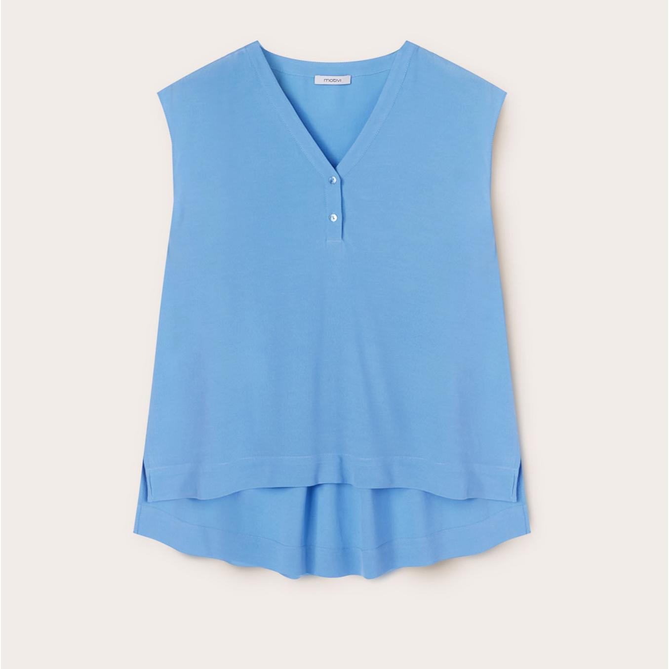 Motivi - Blusa fluida senza maniche - Azzurro