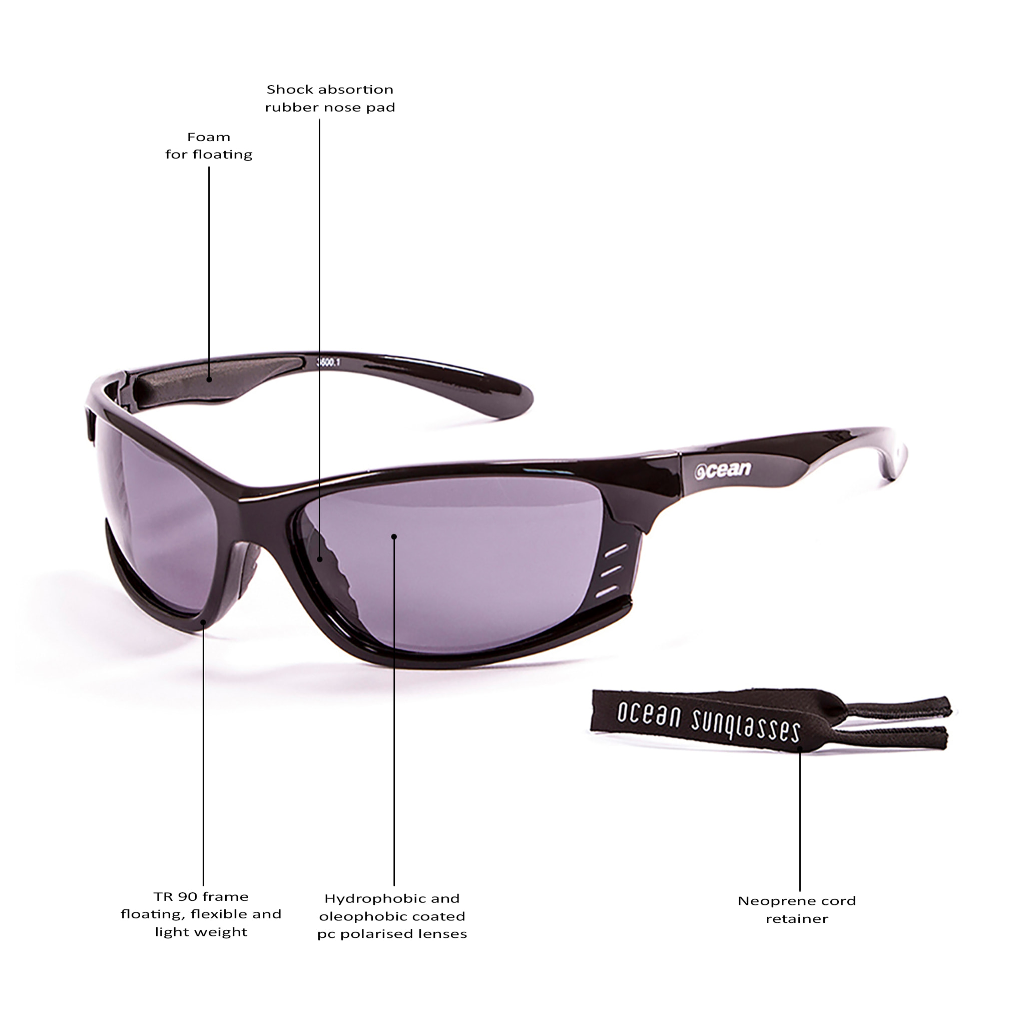 Gafas de deportes acuáticos OCEAN CYPRUS - Negro mate / Ahumada