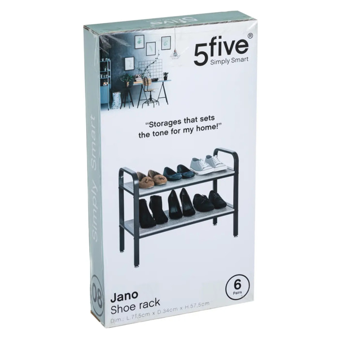 Range-chaussures x6 métal noir "Jano"