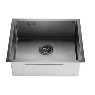 Timeless Évier de cuisine sous plan inox 304, 1 bac, 55x45x21 cm, Gun Metal brossé PVD
