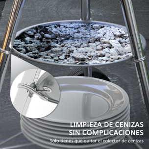 Barbacoa de Carbón Vegetal con Ruedas Parilla de Carbón BBQ Portátil Tapa y Tazón Esmaltados Mangos de Madera 48x56x94 cm para Jardín Exterior Picnic Acampada