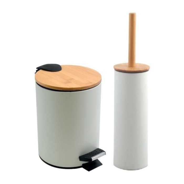 Set Poubelle à  pédale 5L & Brosse Wc ADONIS Blanc Spirella