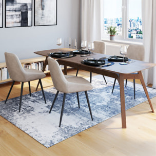 Chaises Olivia en velours taupe et pieds métal noirs - lot de 4