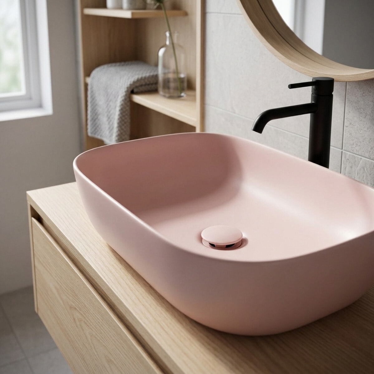 Vasque à poser 45,5 x 32,5 cm - rose mat - sans trop-plein - SAT Infinitio