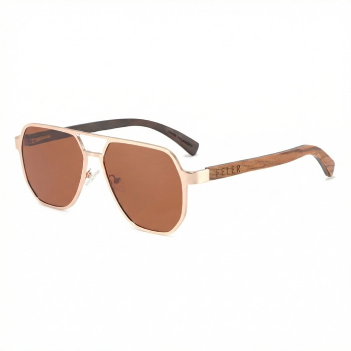 Gafas de Sol Feler 1801-2 Polarizadas de Madera Unisex 56 mm
