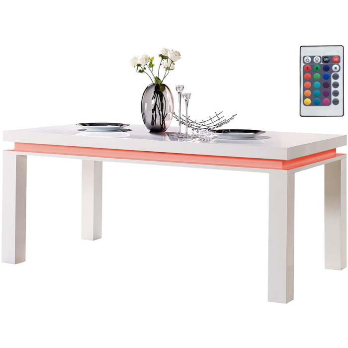 Table repas LED ''Anna'' - 180 x 90 x 77 cm - Blanc
