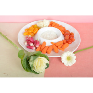 Plat apéritif chip and dip blanc en mélamine 35x35x3cm