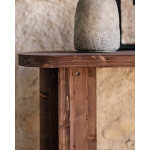 Consola de madera maciza tono nogal de 120x80cm Alto: 80 Largo: 120 Ancho: 35