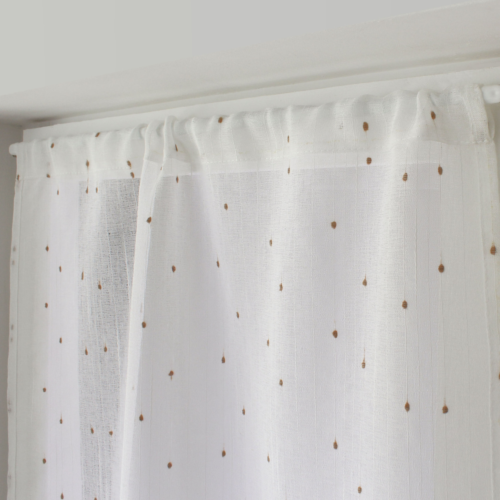 Paire de petits voilages plumetis  - Effet lin - Naturel