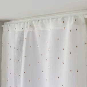 Paire de petits voilages plumetis  - Effet lin - Naturel