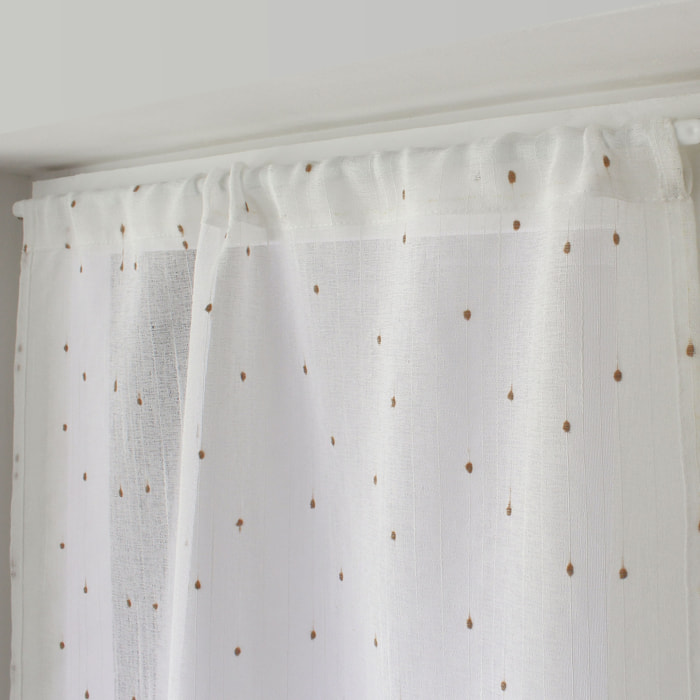 Paire de petits voilages plumetis  - Effet lin - Naturel