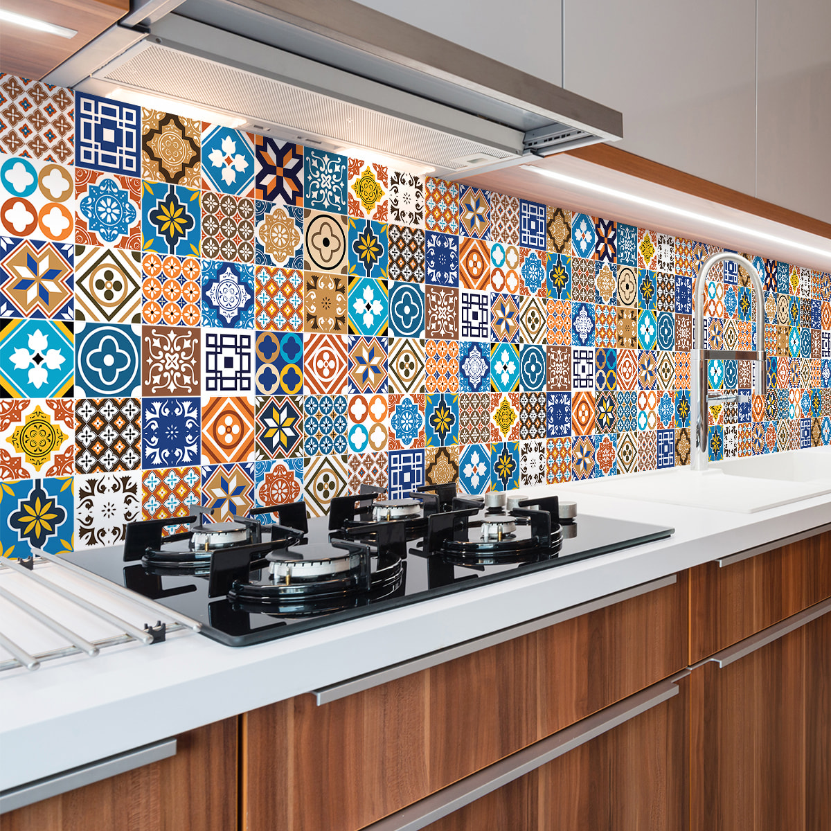 Stickers muraux - Sticker Mural Carrelage adhésif Cuisine Salle de Bain - 60 STICKERS CARREAUX DE CIMENT MILLO