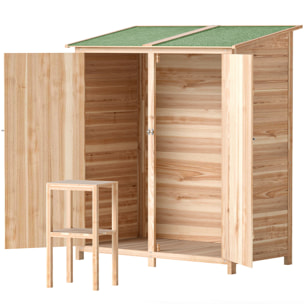 Armoire de jardin bois 2 portes 2 étagères toit bitumé 140 x 75 x 157 cm