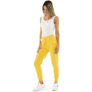 Pantalón de mujer de algodón sin forro polar con puños Leone Basic