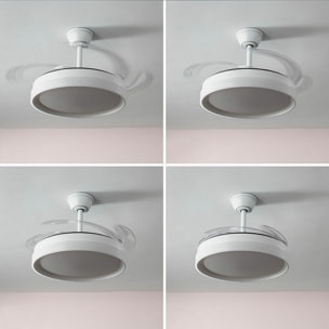 Ventilatore da Soffitto con Luce LED e 4 Pale Retrattili Keteez InnovaGoods Bianco 72 W Ø49-104 cm