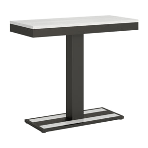 Console extensible 90x40/196 cm Capital Small Evolution Frêne Blanc cadre Anthracite