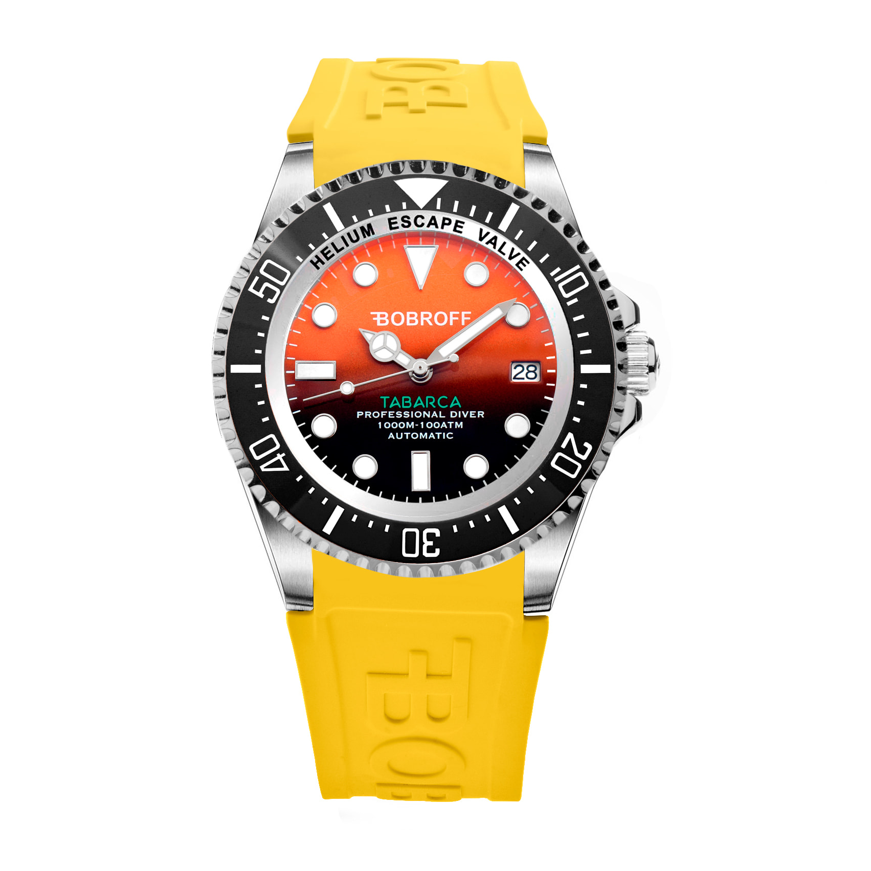 Bobroff - Reloj de hombre automatico diver profesional de buceo, 1000 m, Naranja, 44MM, valvula de helio BF0004-BFSTA