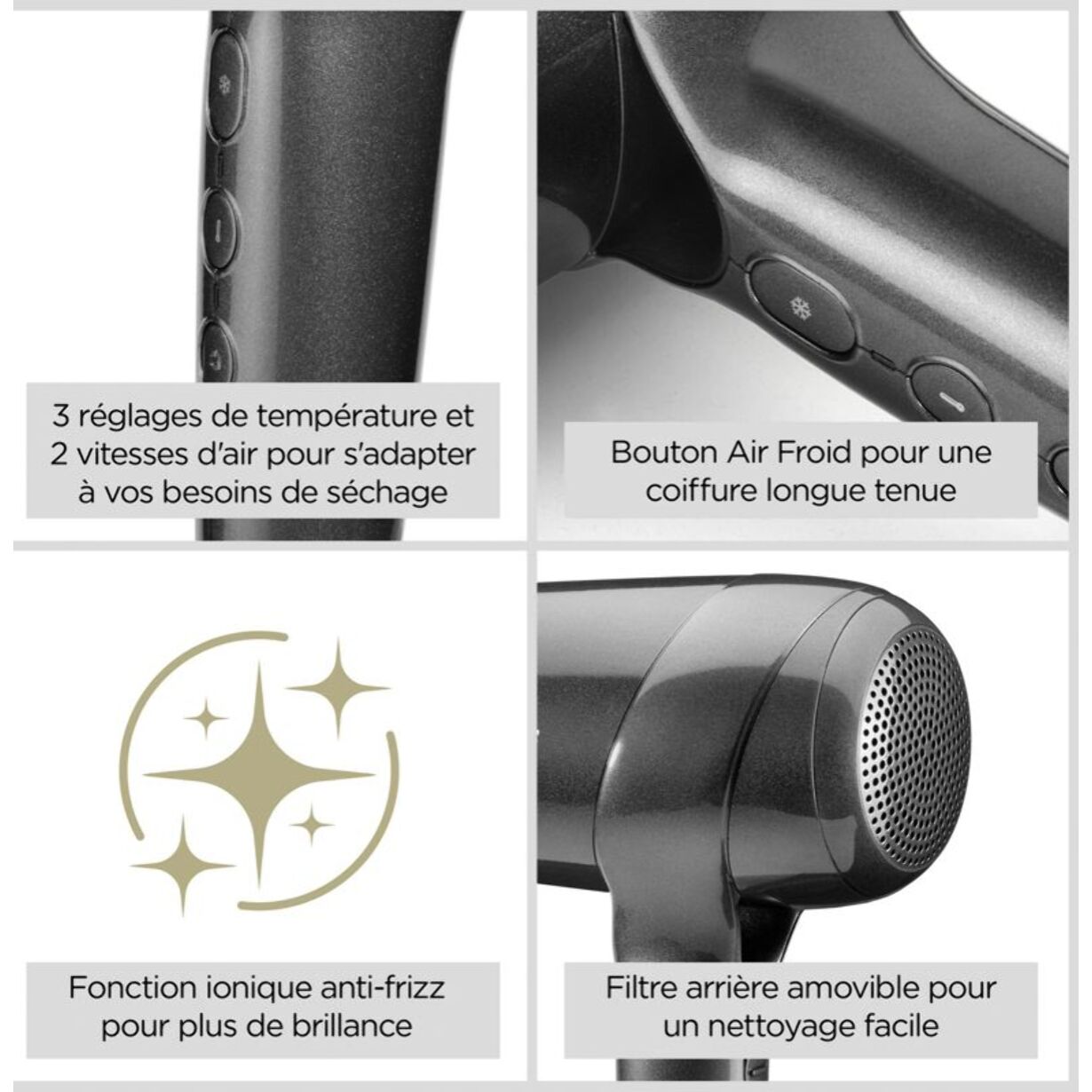 Sèche cheveux professionnel BABYLISS Titanium Shine 1600 D6200DE