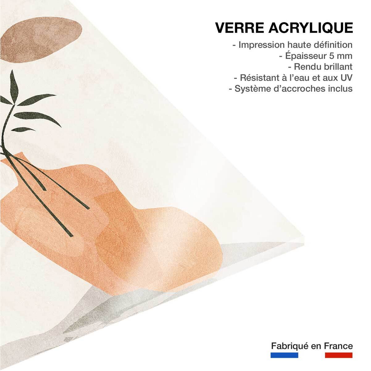 Tableau organique vase et minimalisme  Tableau plexiglas