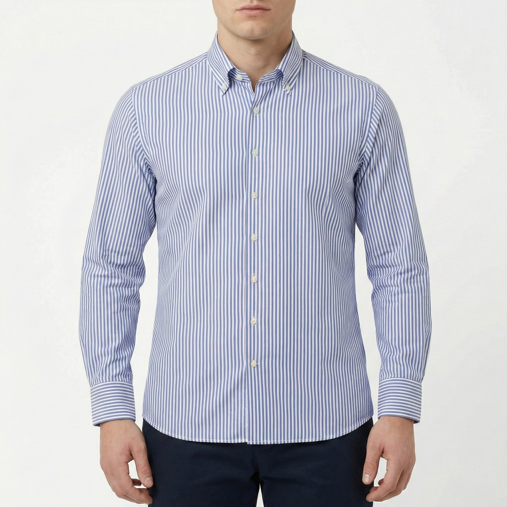 Camicia a righe collo francese