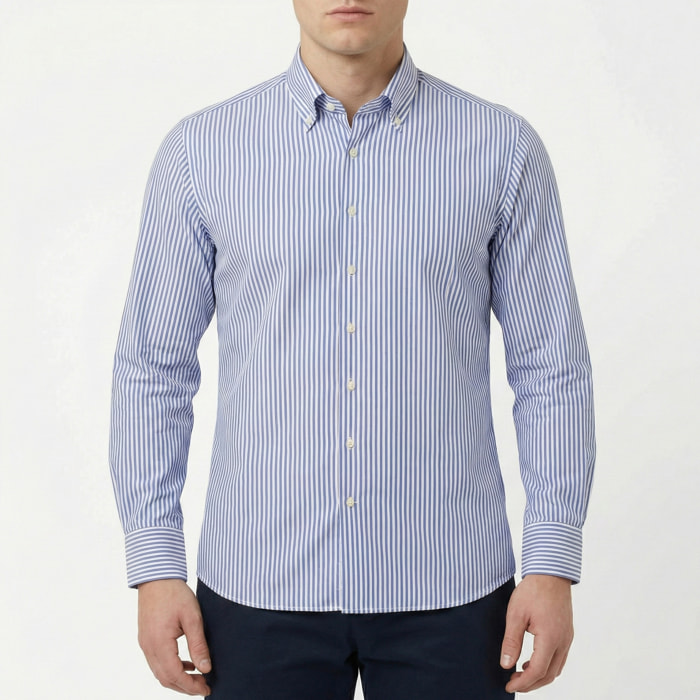 Camicia a righe collo francese