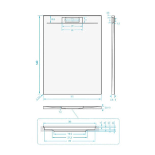 Fusion Receveur de douche 140x90cm en marbre coulé avec siphon, Graphite (SATFU14090G-S)