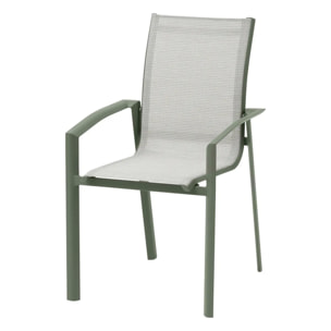 Fauteuil de jardin empilable "Axant" vert olive & vert laurier aluminium et texaline