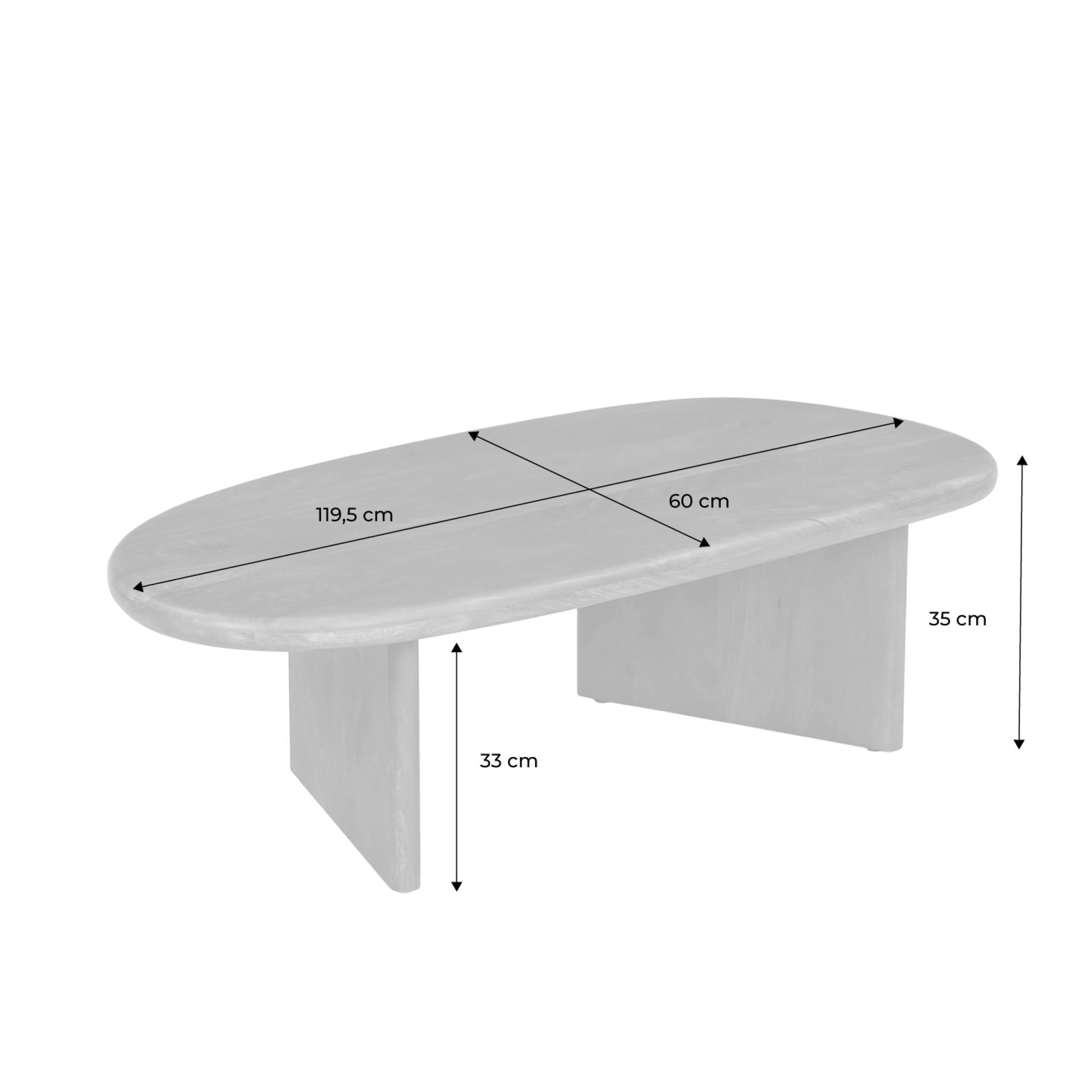 Table basse ovale bois de manguier SHIVA