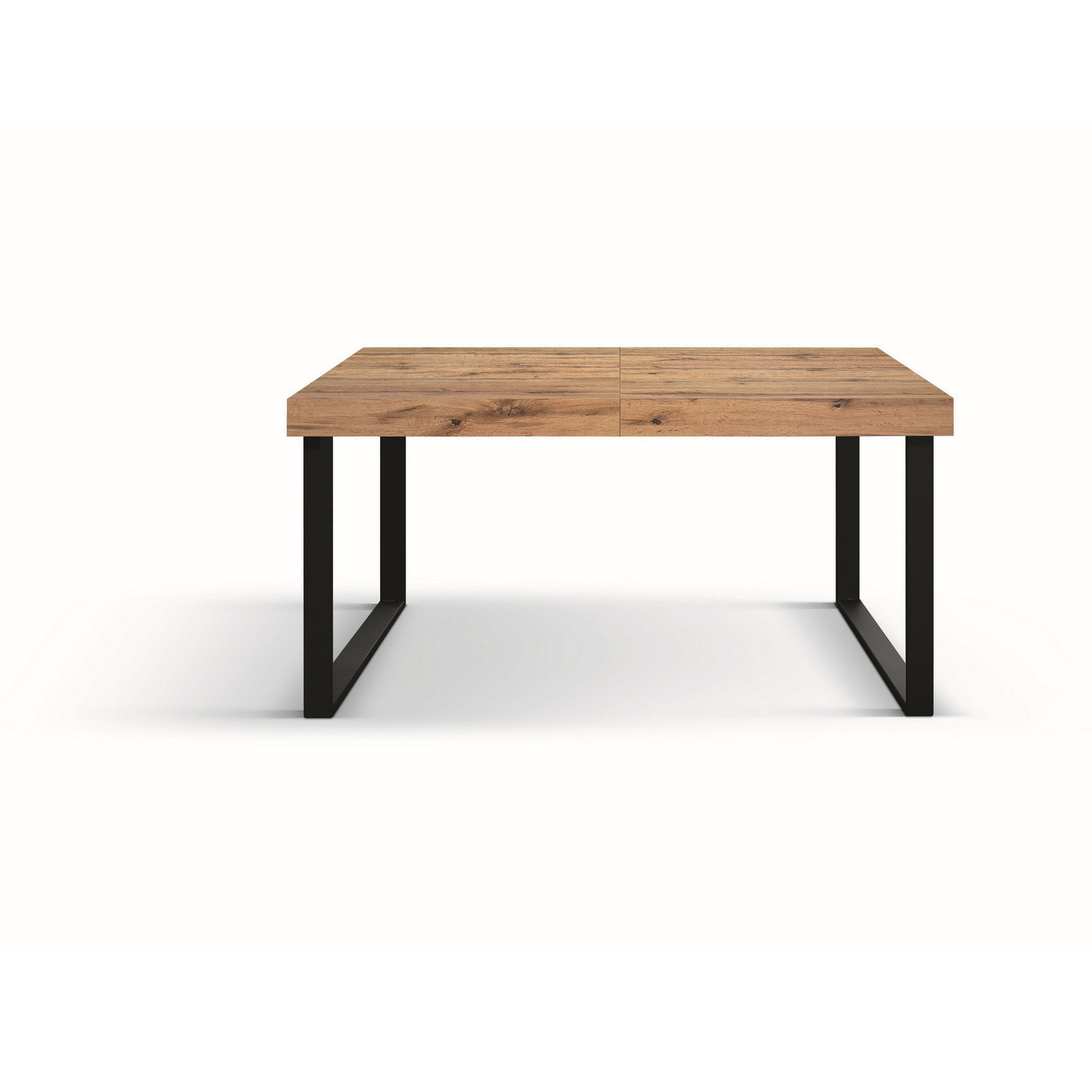 Tavolo CINQUALE in legno, finitura rovere rustico con gambe in metallo antracite, allungabile 160×90 cm – 240×90 cm