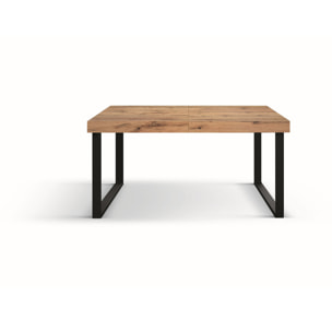 Tavolo CINQUALE in legno, finitura rovere rustico con gambe in metallo antracite, allungabile 160×90 cm – 240×90 cm