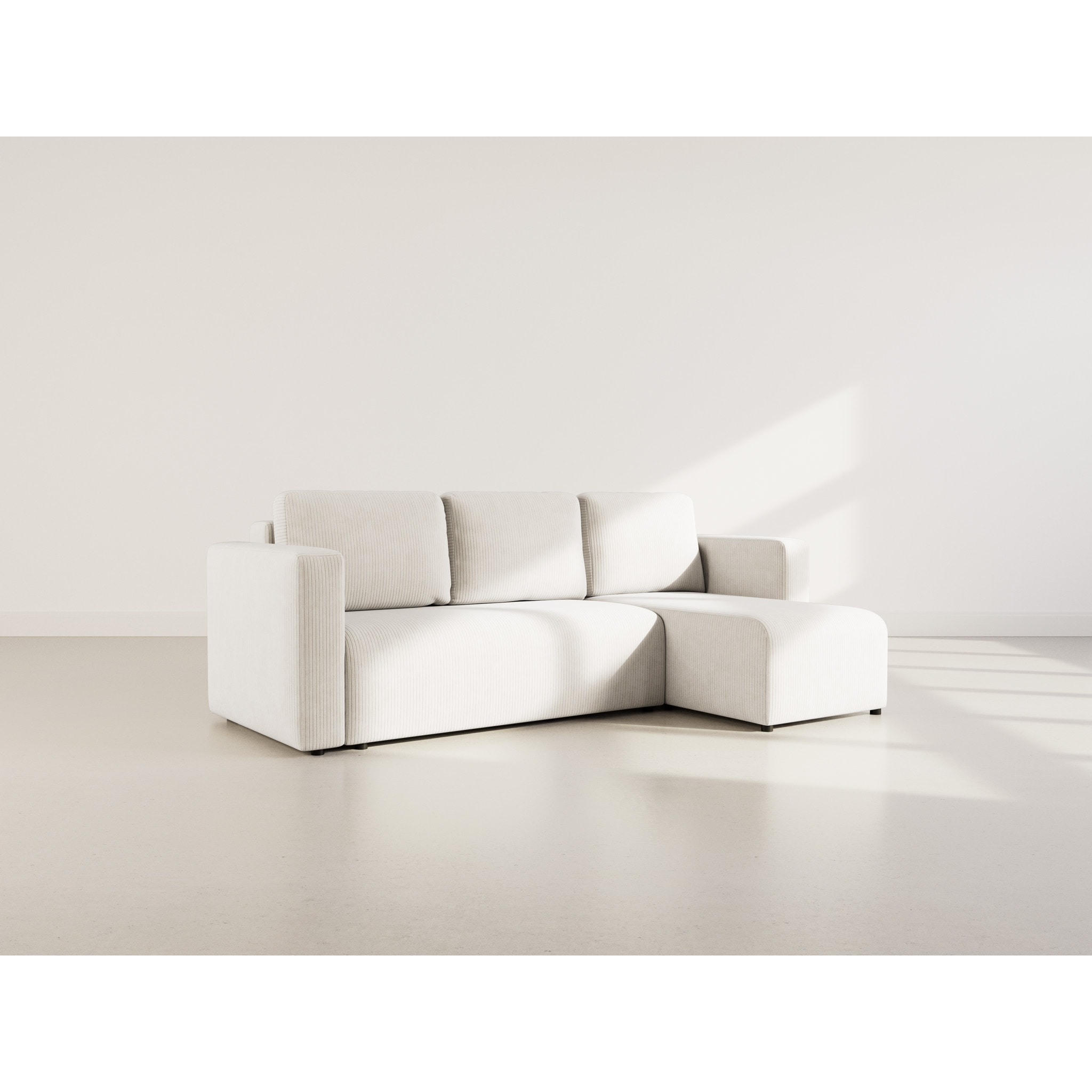 Canopy - canapé d'angle réversible 4 places convertible avec coffre en velours côtelé - Beige