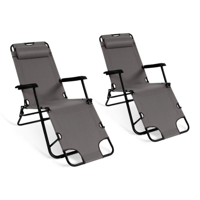 Fauteuils de jardin Relax double position - lot de 2