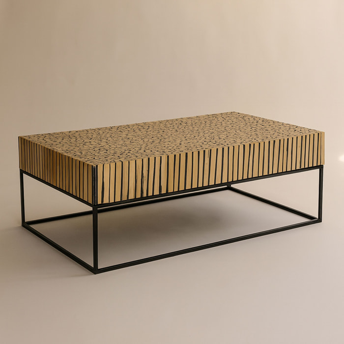 Table basse en métal et branche de teck TAHAA