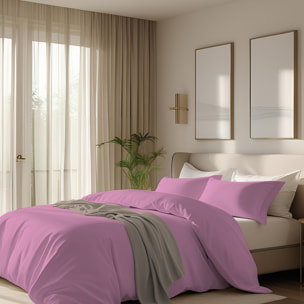 Parure copripiumino in raso tinta unita malva opera