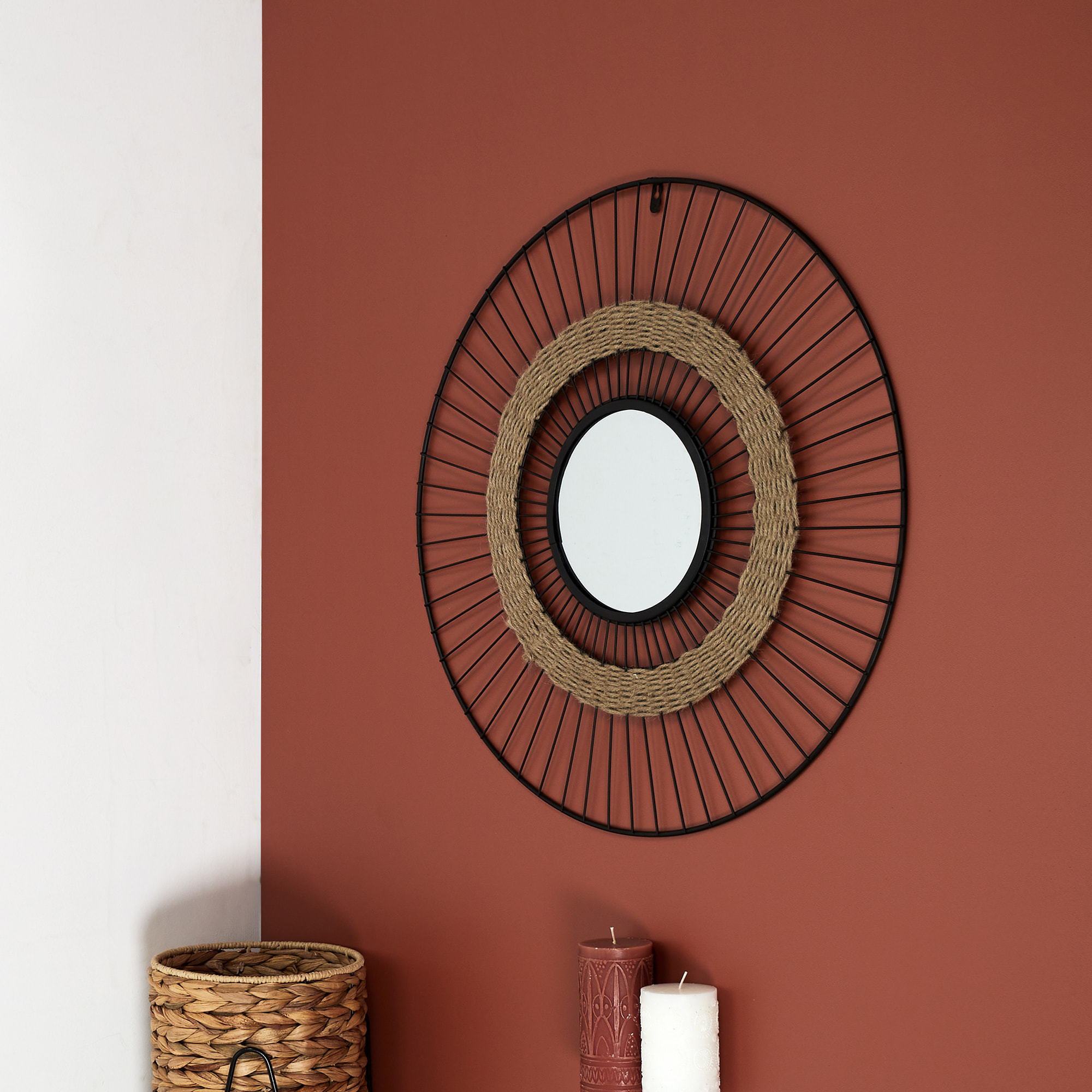 Miroir Filaire Et Jonc 60cm