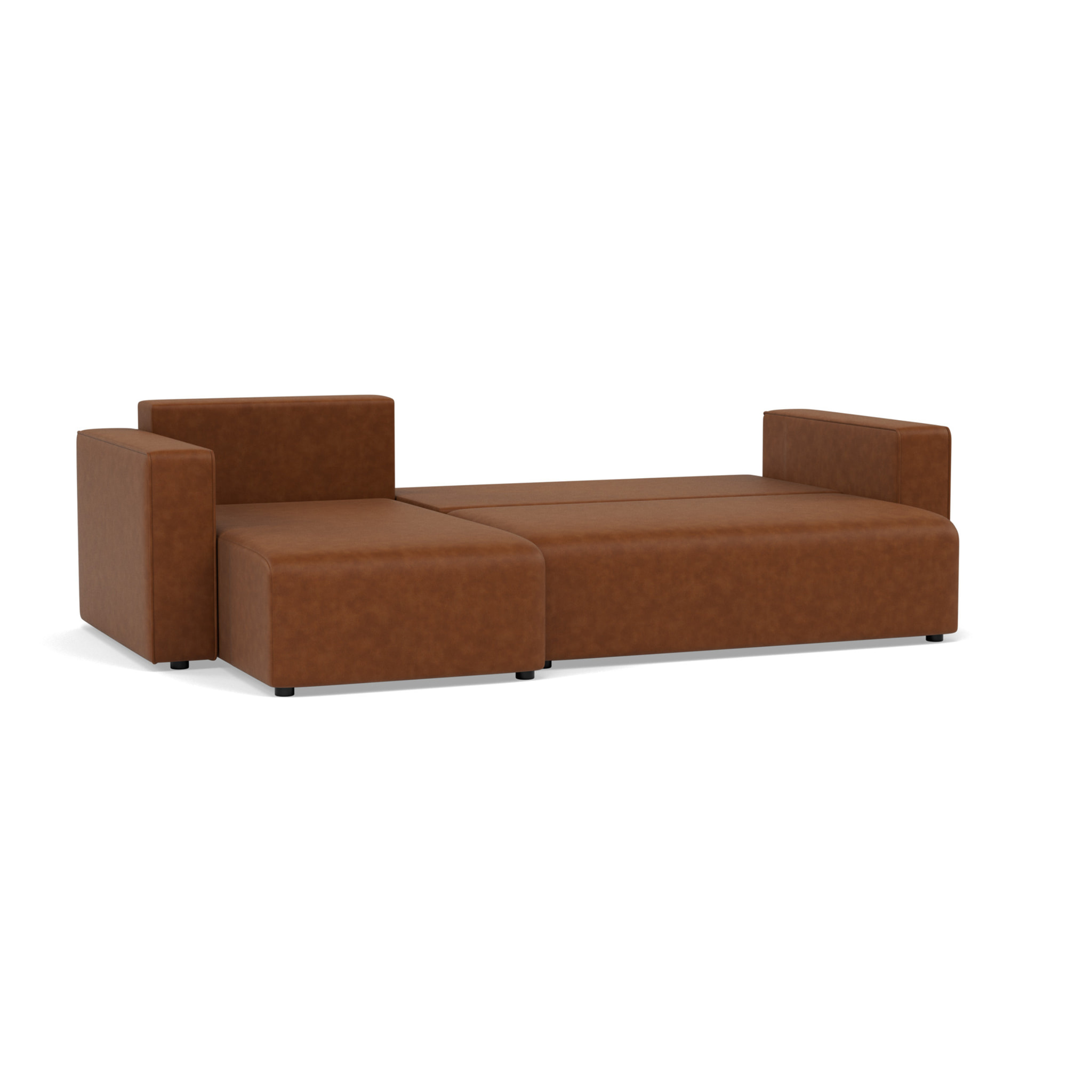 Topaze - canapé d'angle réversible 4 places convertible avec coffre en simili - Cognac