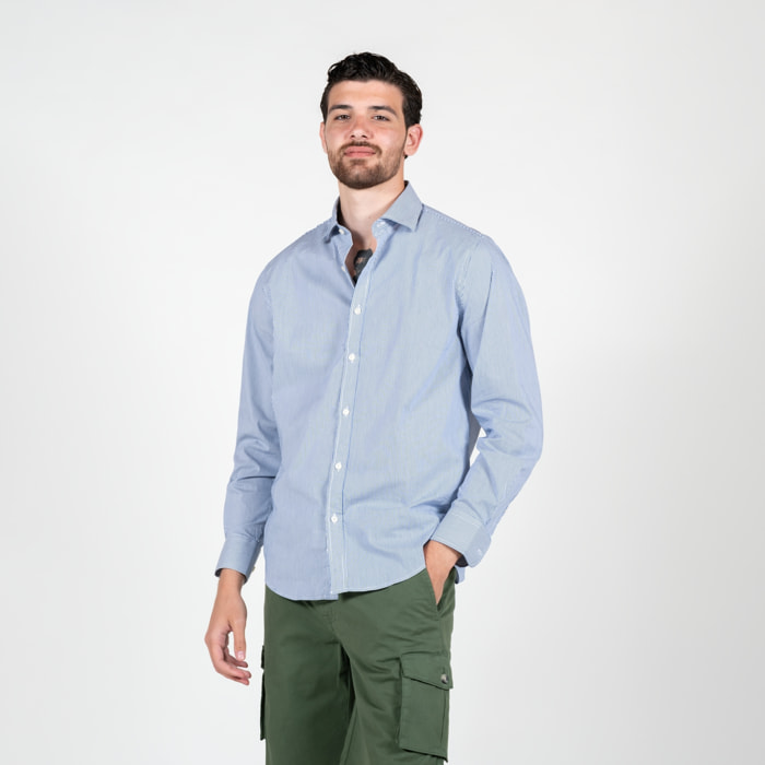 Camicia righe collo francese Polo Club St Martin Blu