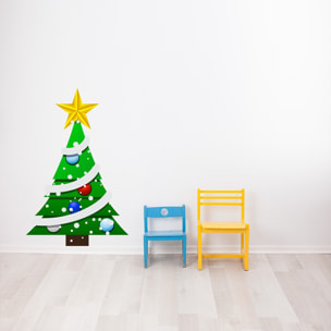 Sticker Noël le sapin et sa guirlande - Autocollants stickers adhésifs noël - décoration fêtes