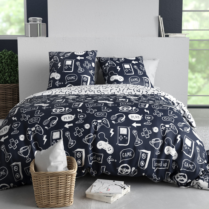 Parure Housse De Couette 2pcs 100% Coton 57 Fils GEEK