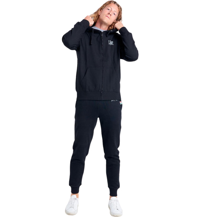 Chándal de invierno cepillado para hombre Leone Basic Vintage con capucha y cremallera