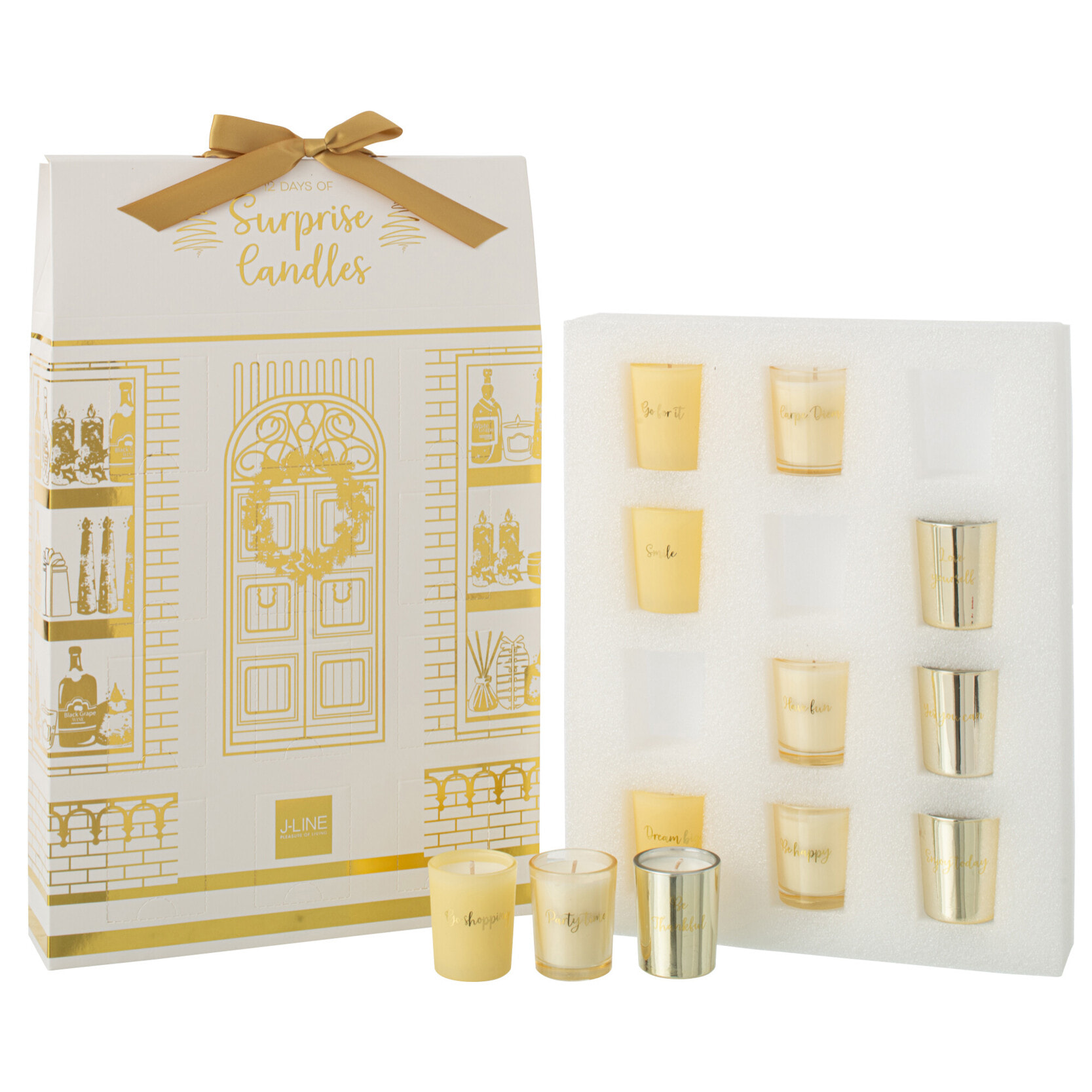 J-Line bougie parfumée Surprise Window - noir/or - 12 bougies