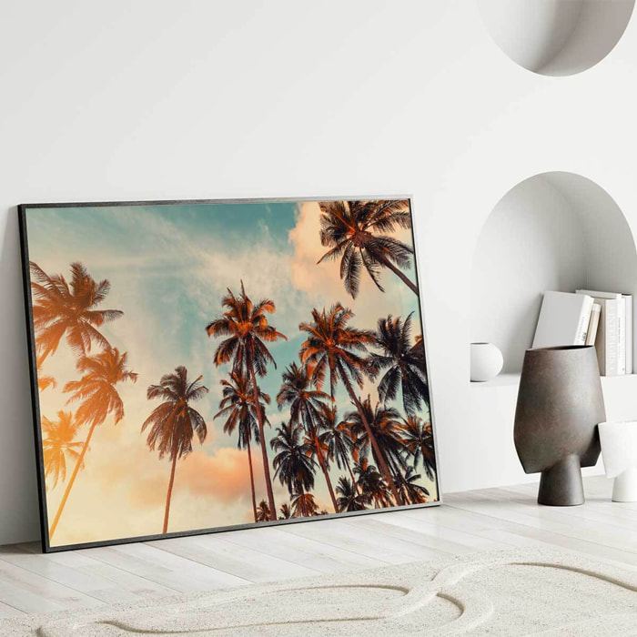 Affiche encadrée palmiers tropicaux Affiche + cadre en métal - Noir