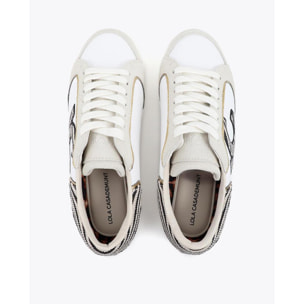 Scarpa sportiva con logo in tessuti abbinati e dettagli in pelle