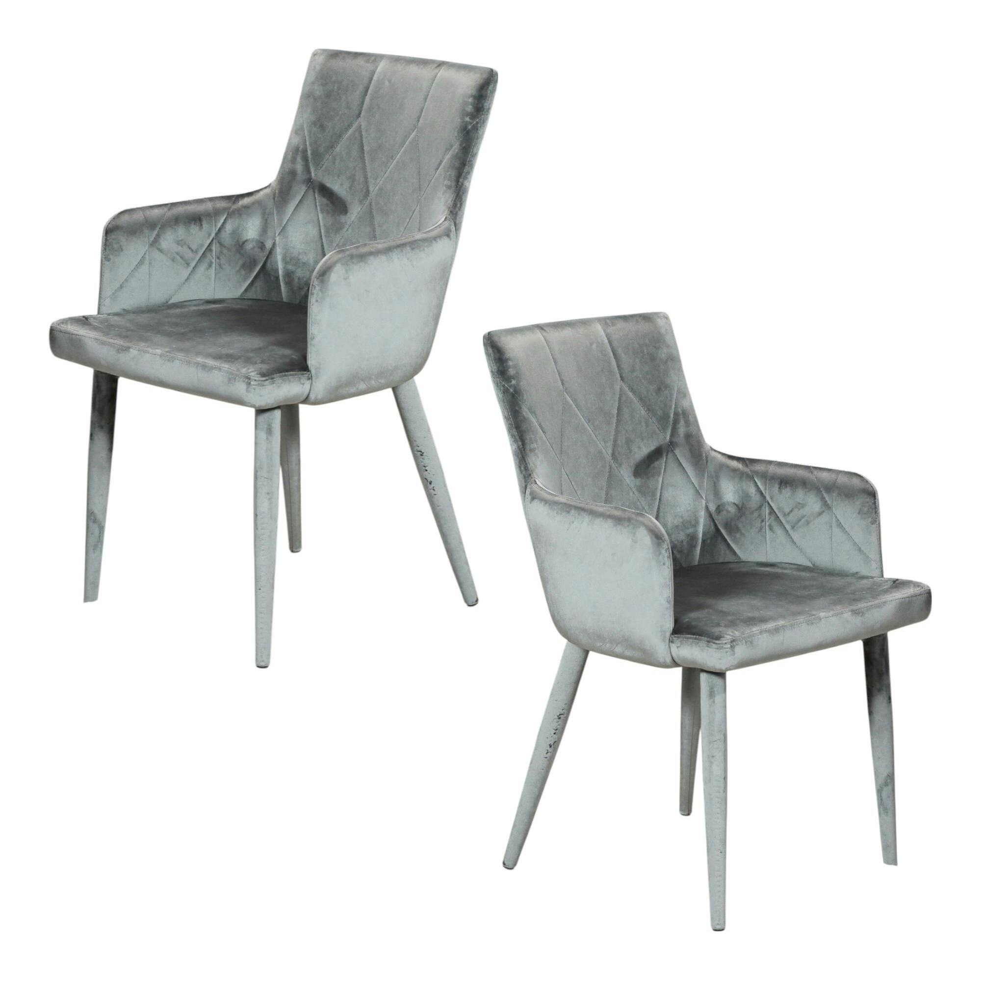 Fauteuil de table en velours gris (lot de 2) HAWAI