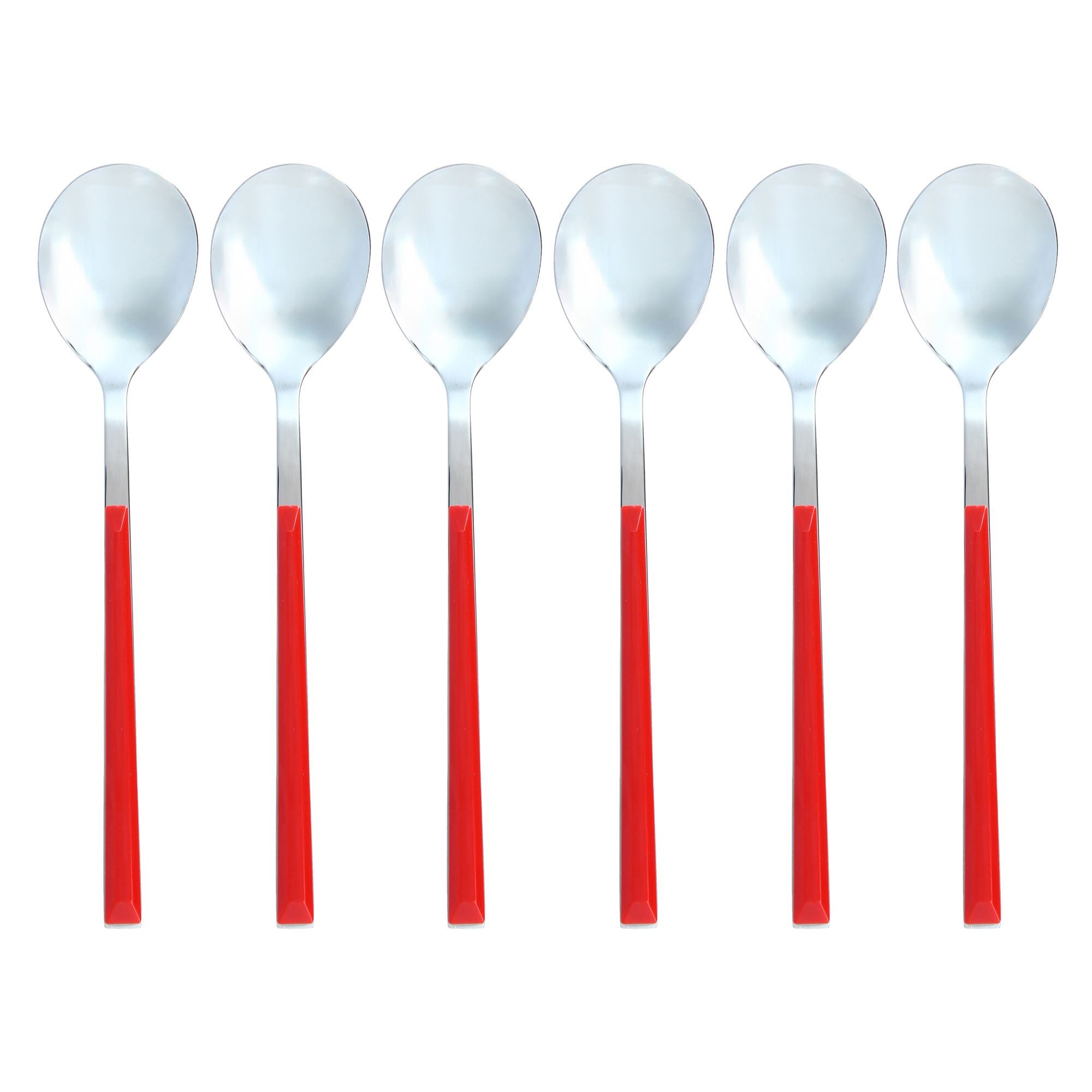 Lot de 6 cuillères de table rouges en acier inoxydable  COLORAMA