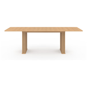 Table repas extensible Faustine 160-240cm bois pieds effet tasseaux