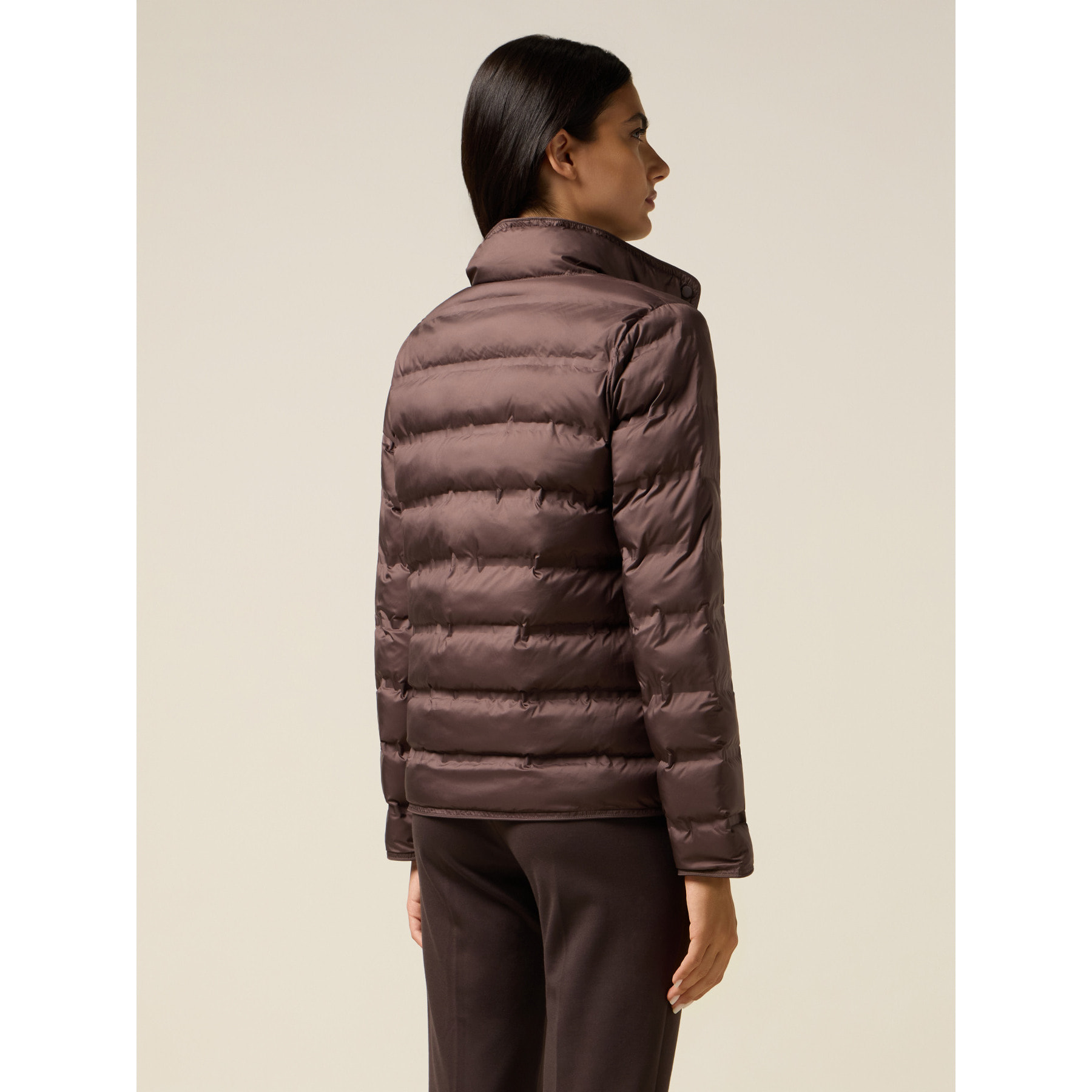 Oltre - Piumino in nylon con collo alto - Marrone