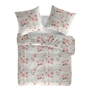 Parure de lit avec housse de couette 240x220 cm + 2 taies d'oreiller 65x65 cm 100% percale de coton - LINDSAY -